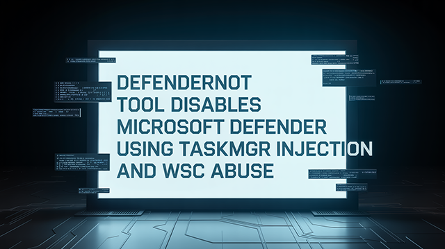 DefenderNot Tool Disables Microsoft Defender Using Taskmgr Injection and WSC Abuse